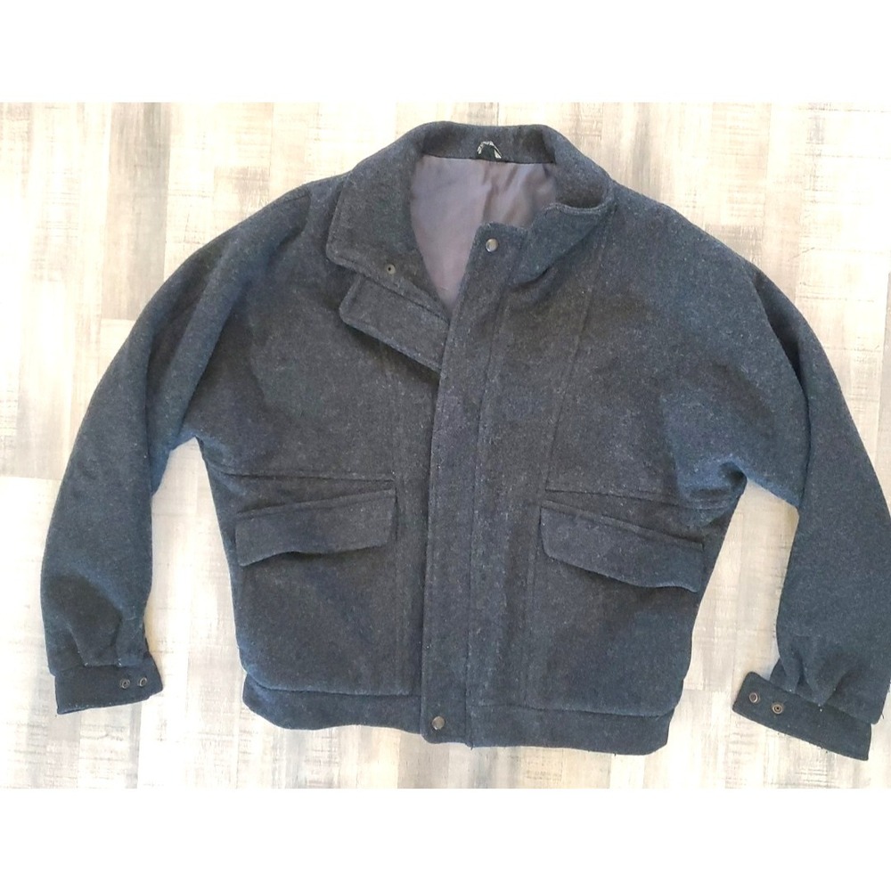 Monsieur Bernard Men's Wool Jacket size Large Charcoal Grey length short bomber